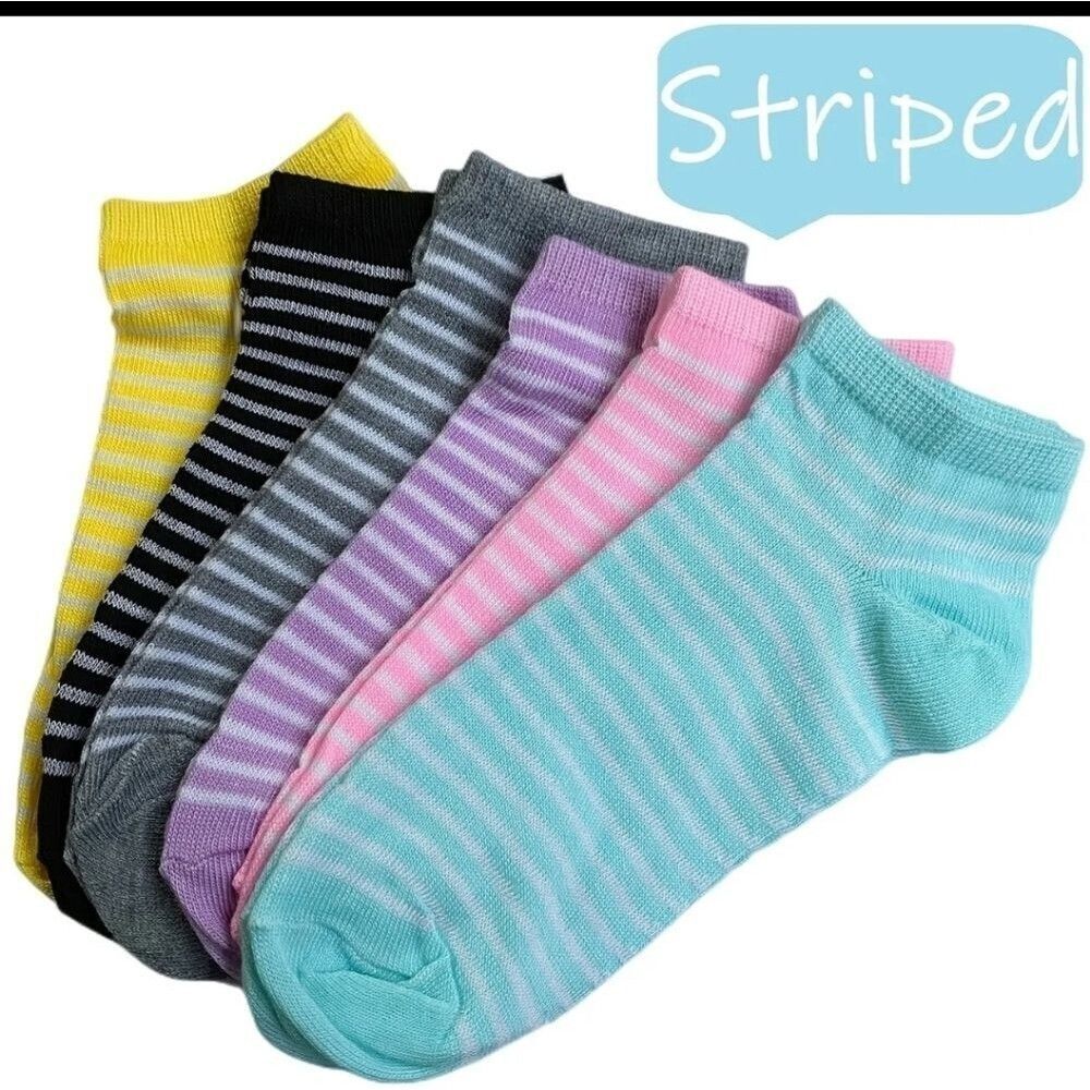 STRIPE multicolor ankle no show sock bundle